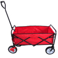 Folding Wagon Garden Shopping Beach Cart Red Red Metal