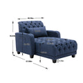 Coolmore Multifunctional Living Room Leisure Chaise Lounge Barry Tufted Comfy Armchair Wireless Charging, Smooth Reclining Backrest & Lumbar Pillow For Home Apartment Navy Linen Navy Foam Linen