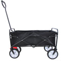 Folding Wagon Garden Shopping Beach Cart Black Black Metal