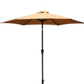 8.8 Feet Outdoor Aluminum Patio Umbrella, Patio Umbrella, Market Umbrella With 33 Pounds Round Resin Umbrella Base, Push Button Tilt And Crank Lift, Taupe Taupe Polyester Aluminum