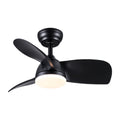 28 In Intergrated Led Ceiling Fan Lighting With Black Abs Blade Black Abs