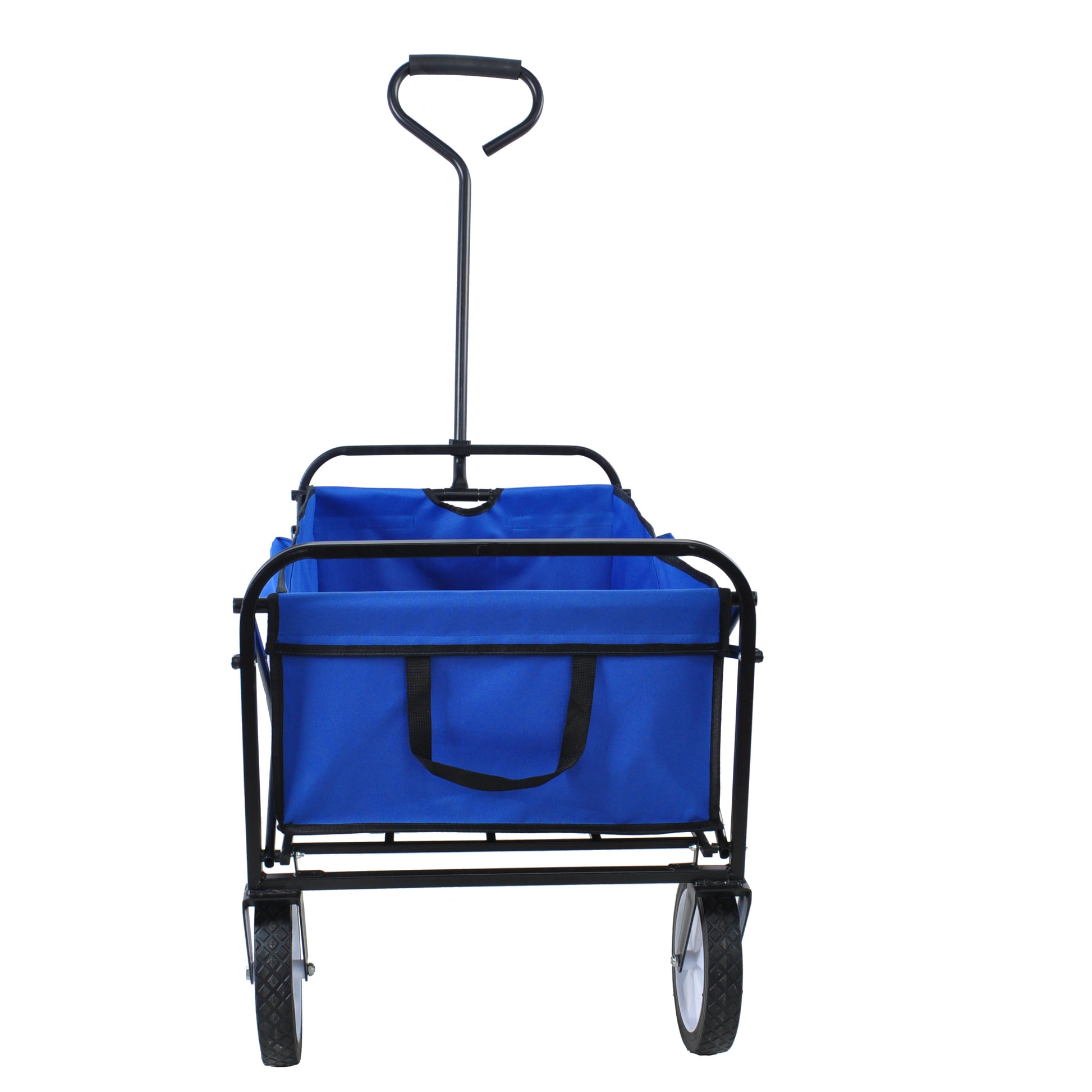 Folding Wagon Garden Shopping Beach Cart Blue Blue Metal