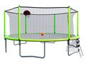 16Ft Trampoline With Basketball Hoop Pump And Ladder Inner Safety Enclosure With Soccer Goal Green Green Steel