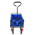 Folding Wagon Garden Shopping Beach Cart Blue Blue Metal