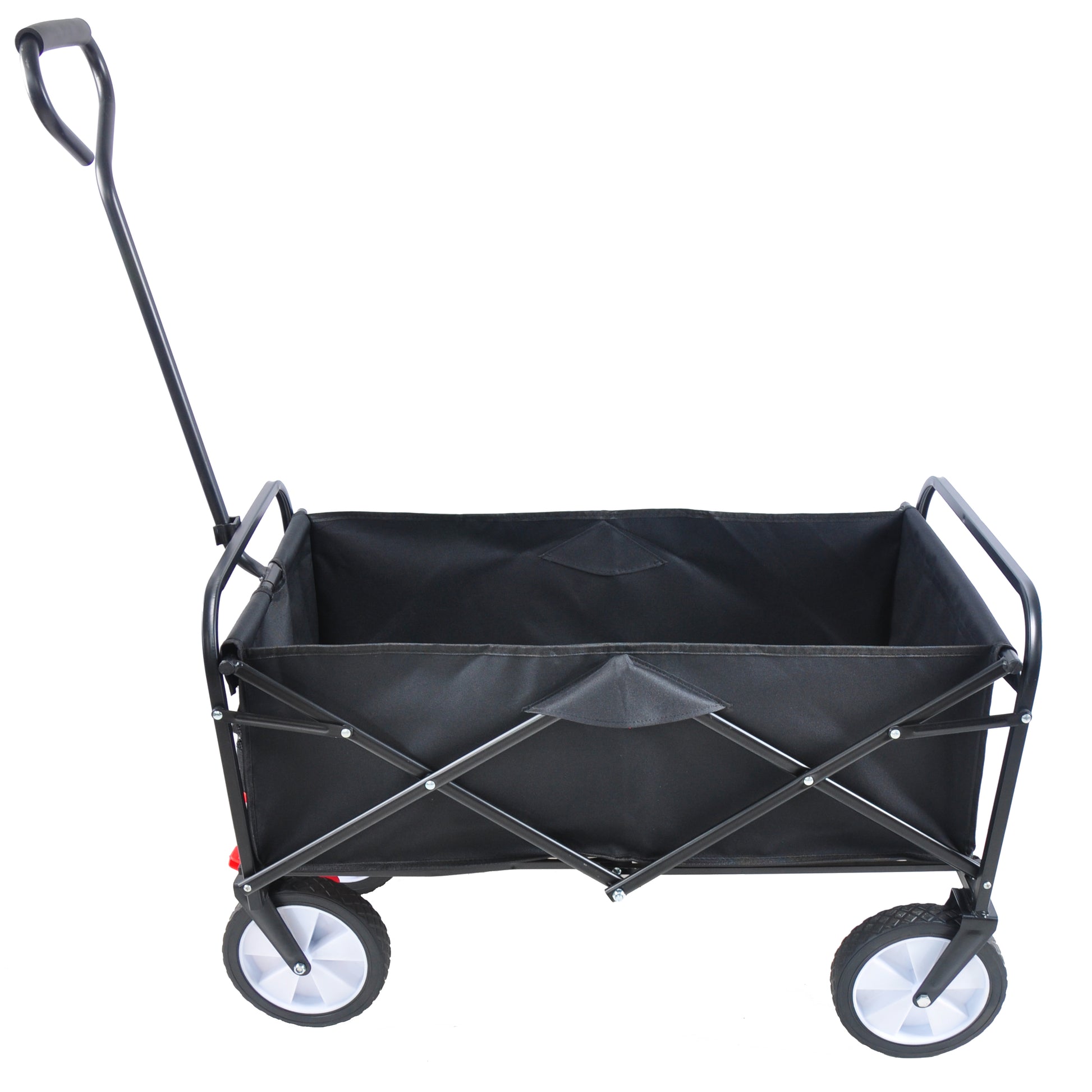 Folding Wagon Garden Shopping Beach Cart Black Black Metal