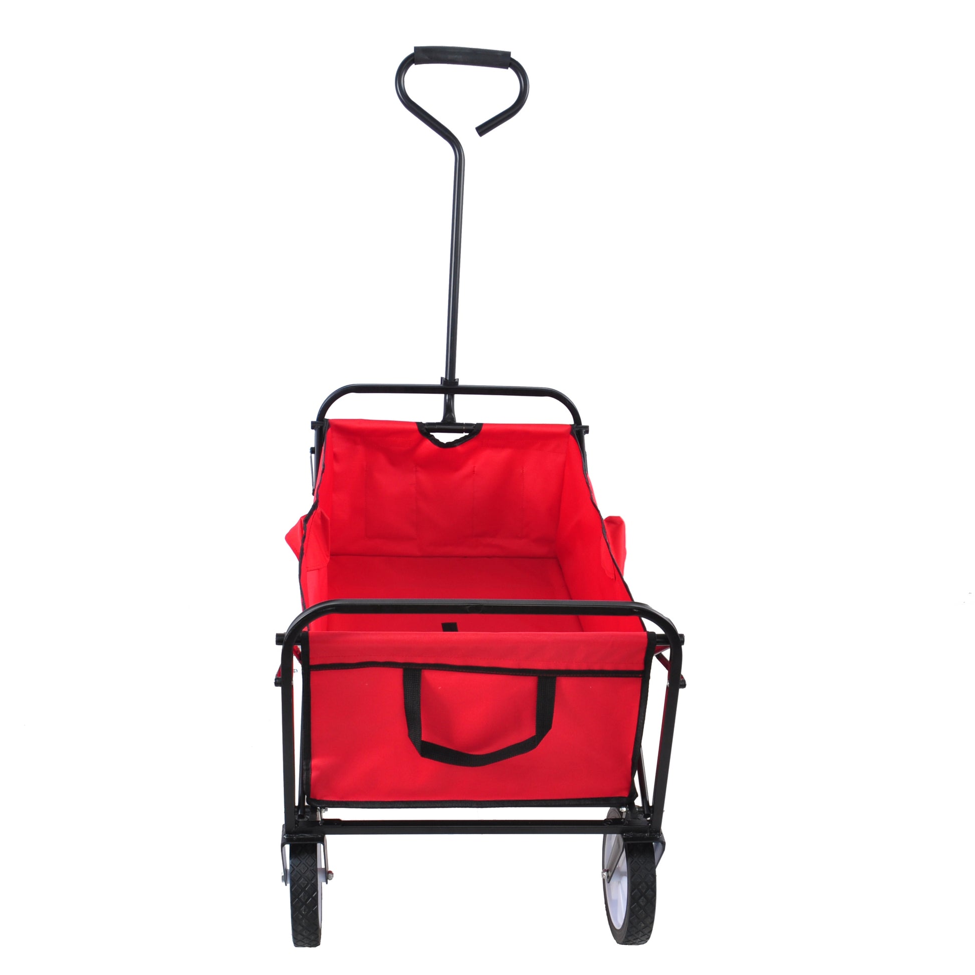 Folding Wagon Garden Shopping Beach Cart Red Red Metal