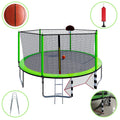 16Ft Trampoline With Basketball Hoop Pump And Ladder Inner Safety Enclosure With Soccer Goal Green Green Steel