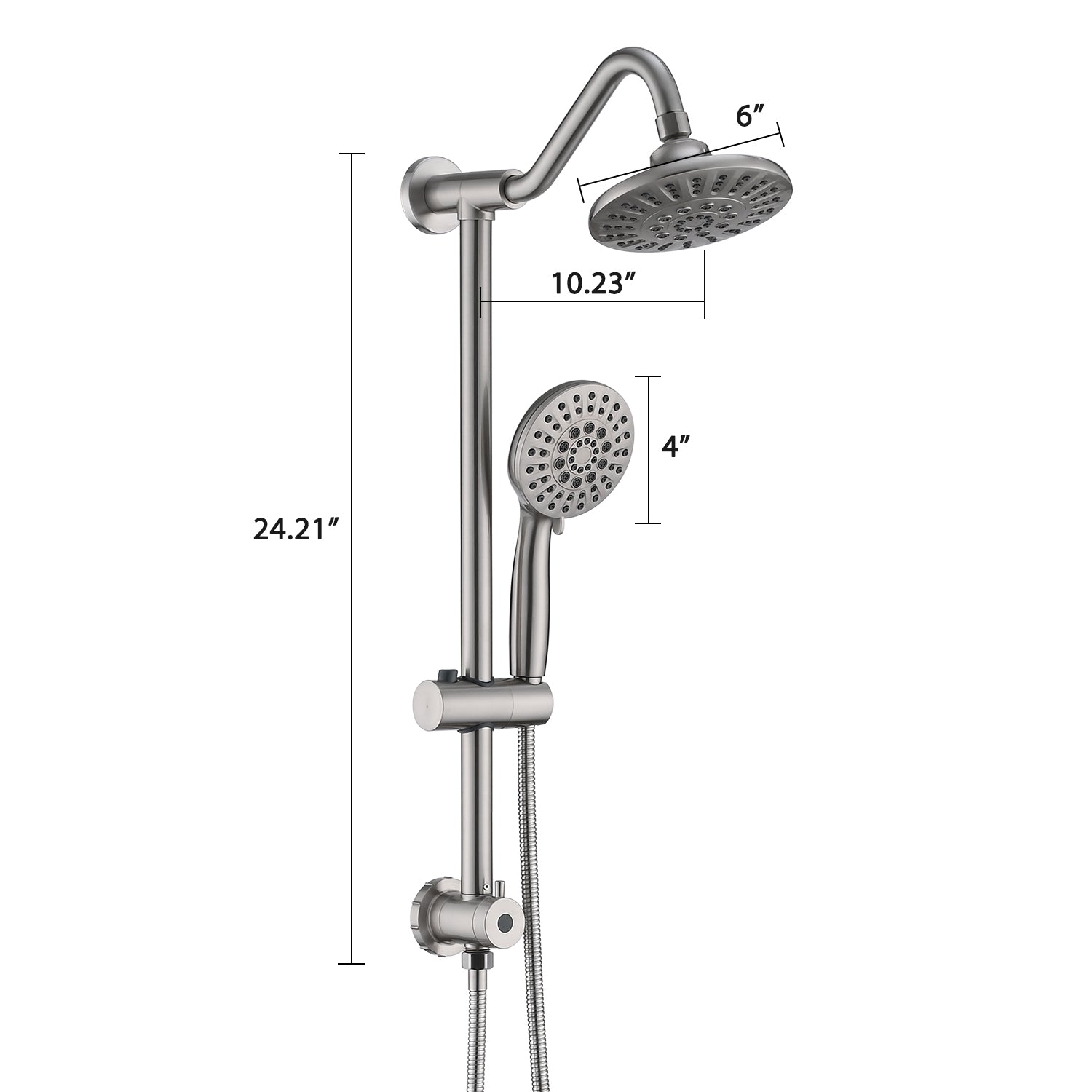 Brushed Nickel 6 Inch Rain Shower Head With Handheld Shower Head Bathroom Rain Shower System Brushed Nickel Abs