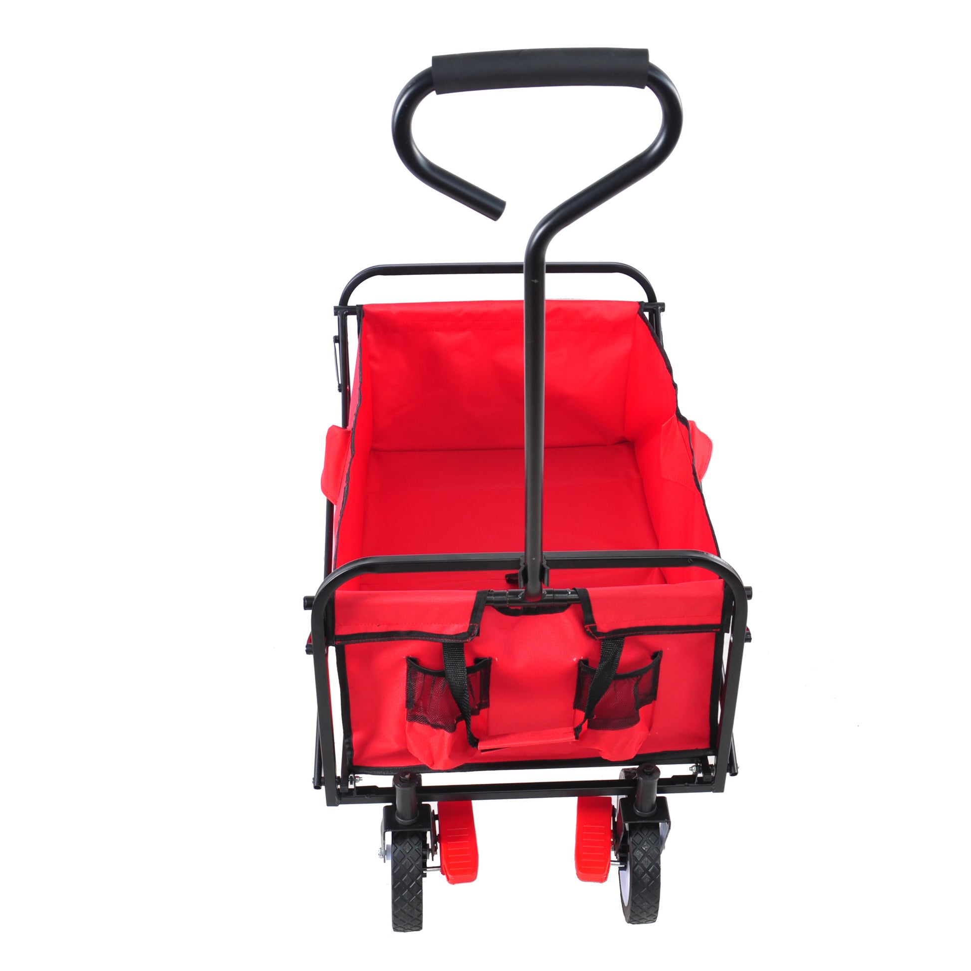 Folding Wagon Garden Shopping Beach Cart Red Red Metal