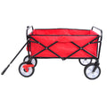 Folding Wagon Garden Shopping Beach Cart Red Red Metal