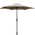 8.8 Feet Outdoor Aluminum Patio Umbrella, Patio Umbrella, Market Umbrella With 33 Pounds Round Resin Umbrella Base, Push Button Tilt And Crank Lift, Gray Gray Polyester Aluminum