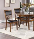 Contemporary Dining 5Pc Set Round Table W 4X Side Chairs Walnut Finish Rubberwood Unique Design Wood Wood Walnut Seats 4 Wood Dining Room Contemporary,Modern,Transitional Rubberwood Round Dining Table With Chair Rubber Wood