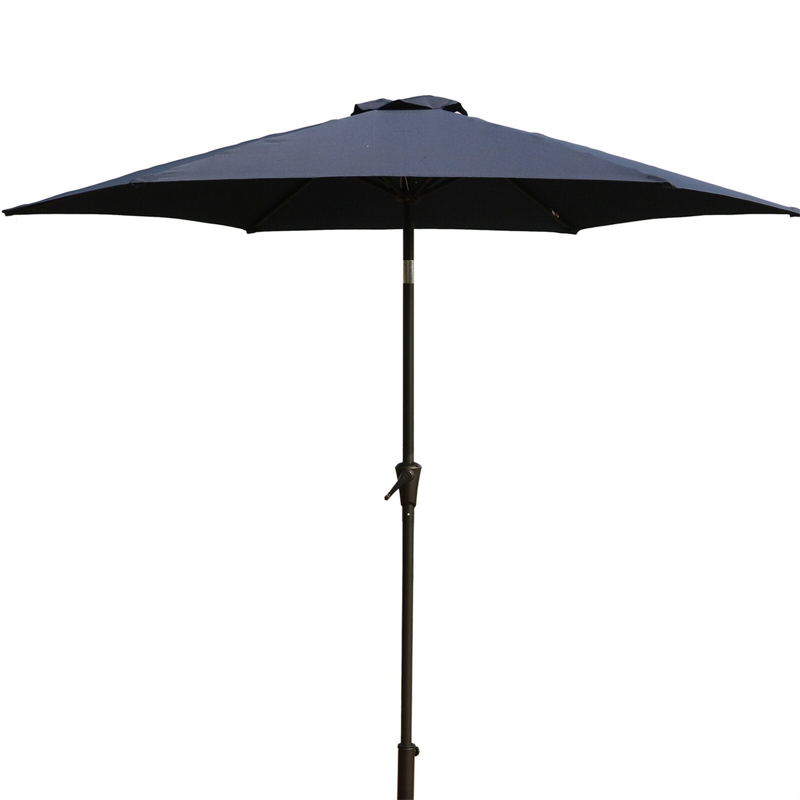 8.8 Feet Outdoor Aluminum Patio Umbrella, Patio Umbrella, Market Umbrella With 33 Pounds Round Resin Umbrella Base, Push Button Tilt And Crank Lift, Navy Blue Navy Blue Polyester Aluminum