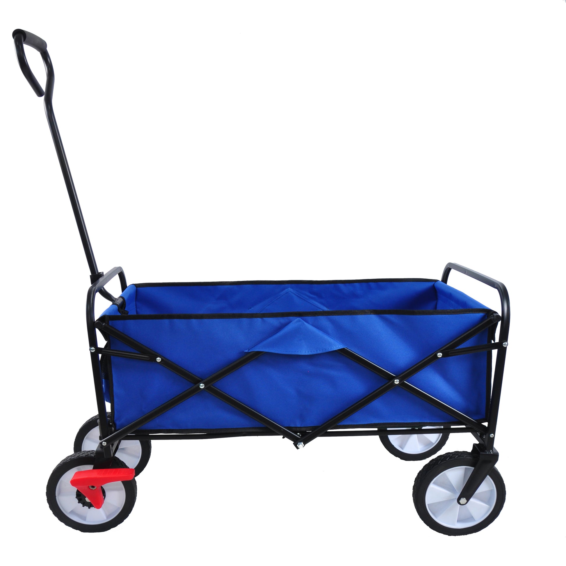 Folding Wagon Garden Shopping Beach Cart Blue Blue Metal