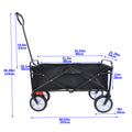 Folding Wagon Garden Shopping Beach Cart Black Black Metal