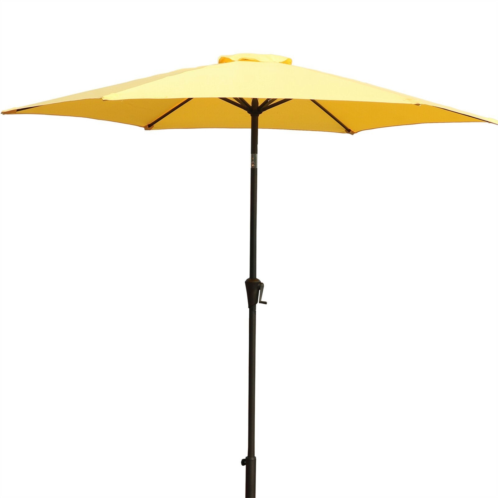 8.8 Feet Outdoor Aluminum Patio Umbrella, Patio Umbrella, Market Umbrella With 33 Pounds Round Resin Umbrella Base, Push Button Tilt And Crank Lift, Yellow Yellow Polyester Aluminum