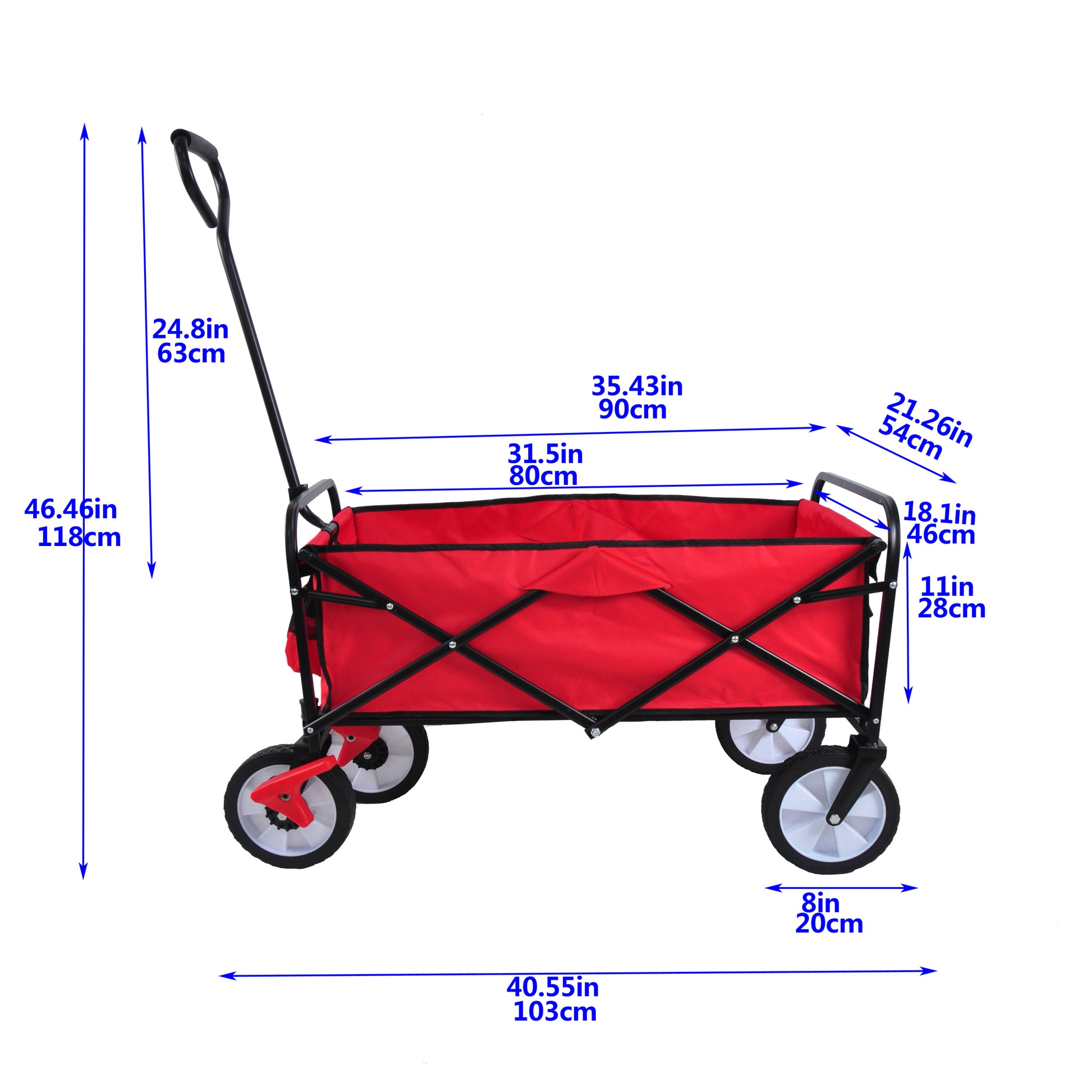 Folding Wagon Garden Shopping Beach Cart Red Red Metal