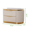 Laura Gold Detailed Right 2 Drawer Nightstand Made With Wood In White White 2 Drawers Bedside Cabinet Bedroom Contemporary,Modern Drawers White Solid Wood Mdf Wood