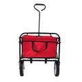 Folding Wagon Garden Shopping Beach Cart Red Red Metal