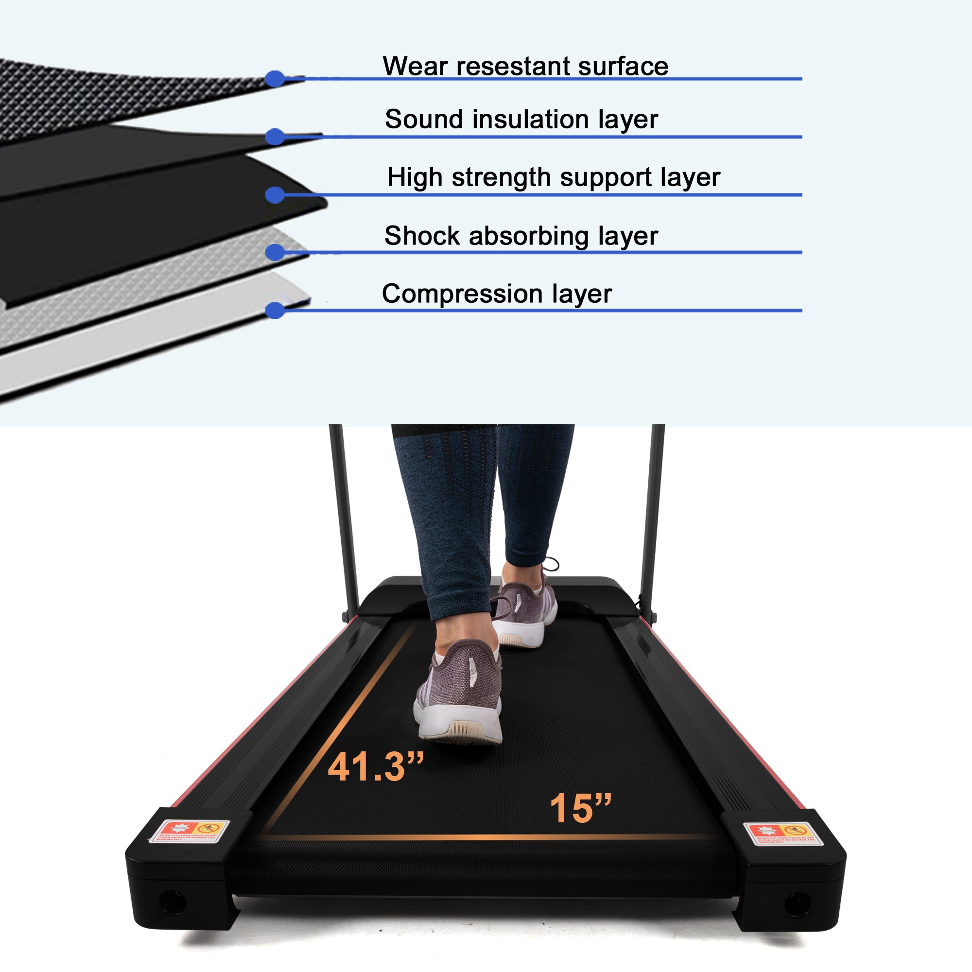 FYC Folding Treadmill for Home with Desk 2.5HP Compact black-steel