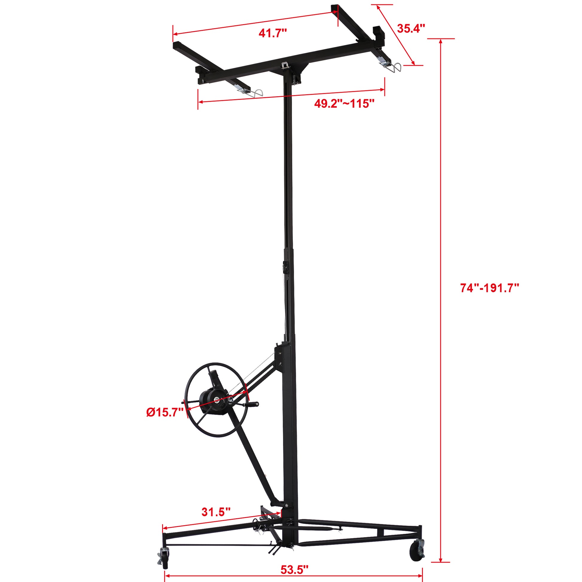 Drywall Panel Hoist Drywall Lift Rolling Panel Hoist Jack Lifter 16Ft Black Color Black Metal
