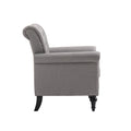 Mid Century Modern Accent Chair, Linen Armchair W Tufted Back Wood Legs, Upholstered Lounge Arm Chair Single Sofa For Living Room Bedroom, Light Grey Light Gray Foam Linen