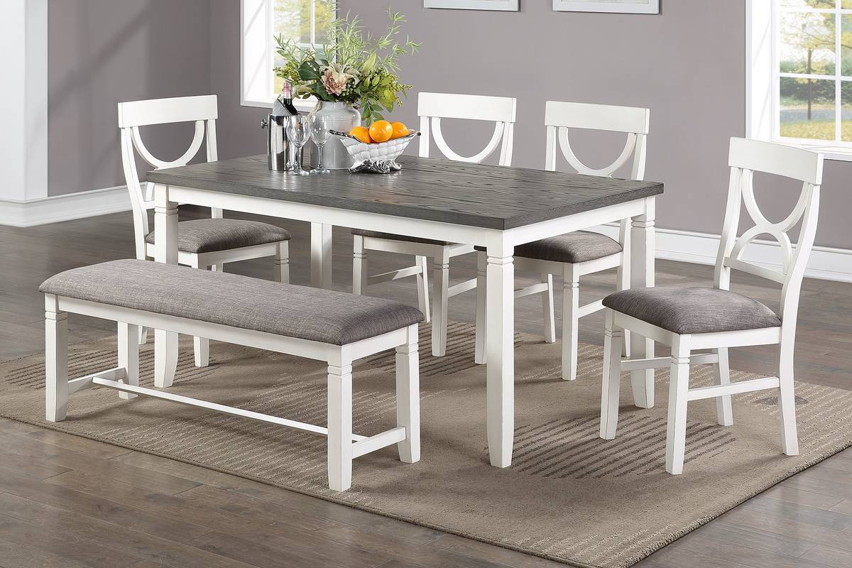 Dining Room Furniture White 6pc Dining Set Table 4