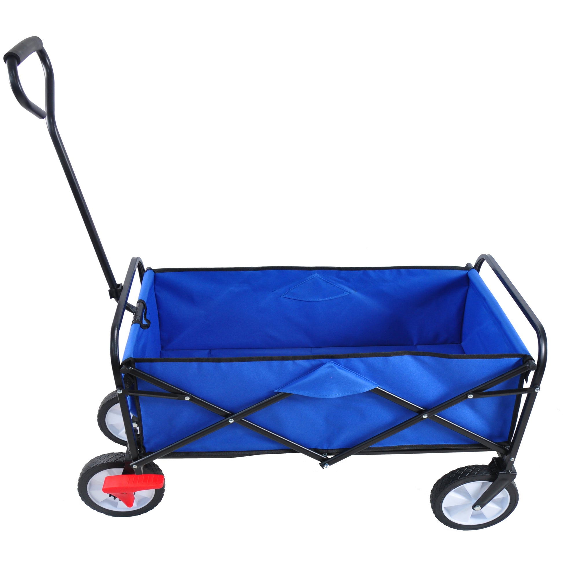 Folding Wagon Garden Shopping Beach Cart Blue Blue Metal