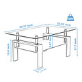 Rectangle Walnut Glass Coffee Table, Clear Coffee Table, Modern Side Center Tables For Living Room, Living Room Furniture Walnut Glass