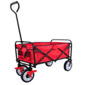 Folding Wagon Garden Shopping Beach Cart Red Red Metal