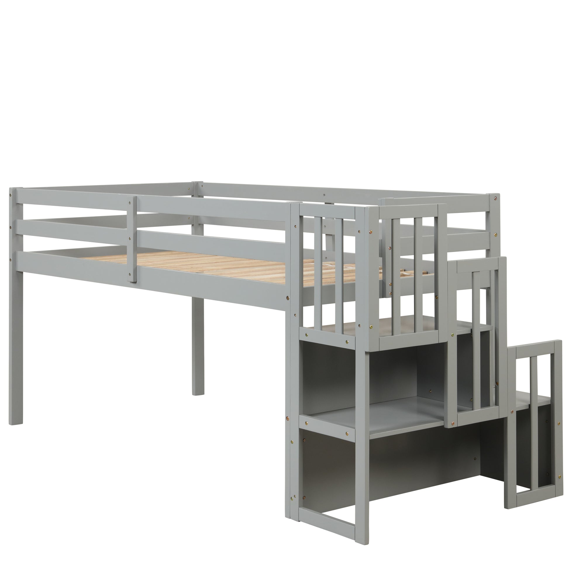 Loft Bed With Staircasegrey Grey Pine