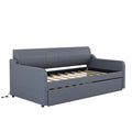 Twin Size Upholstery Daybed With Trundle And Usb Charging Design,Trundle Can Be Flat Or Erected,Gray Gray Upholstered