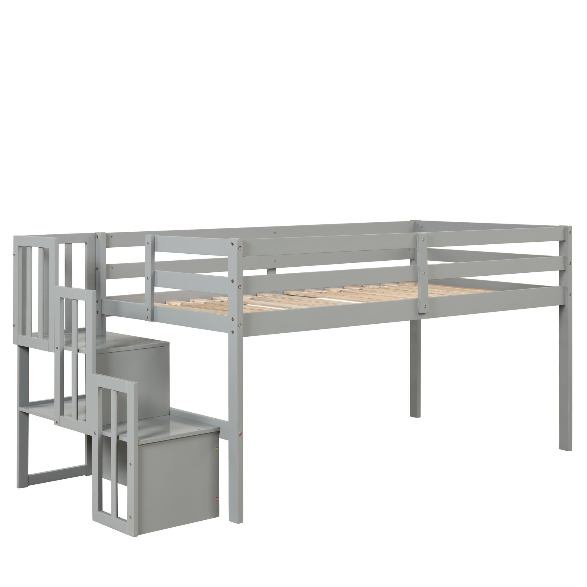 Loft Bed With Staircasegrey Grey Pine