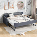 Twin Size Upholstery Daybed With Trundle And Usb Charging Design,Trundle Can Be Flat Or Erected,Gray Gray Upholstered