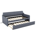 Twin Size Upholstery Daybed With Trundle And Usb Charging Design,Trundle Can Be Flat Or Erected,Gray Gray Upholstered