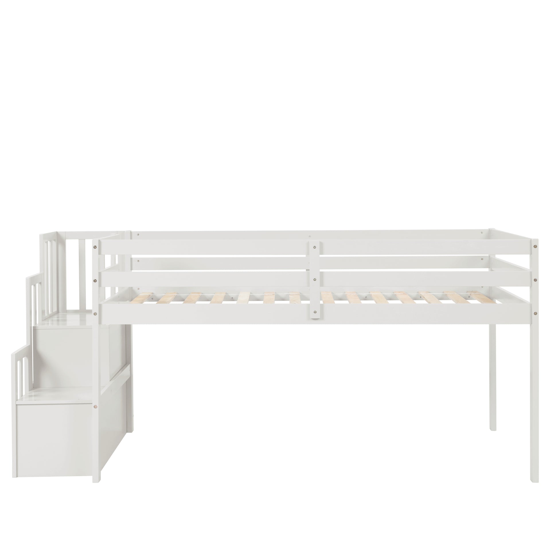 Loft Bed With Staircasewhite Twin White Pine