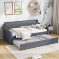 Twin Size Upholstery Daybed With Trundle And Usb Charging Design,Trundle Can Be Flat Or Erected,Gray Gray Upholstered