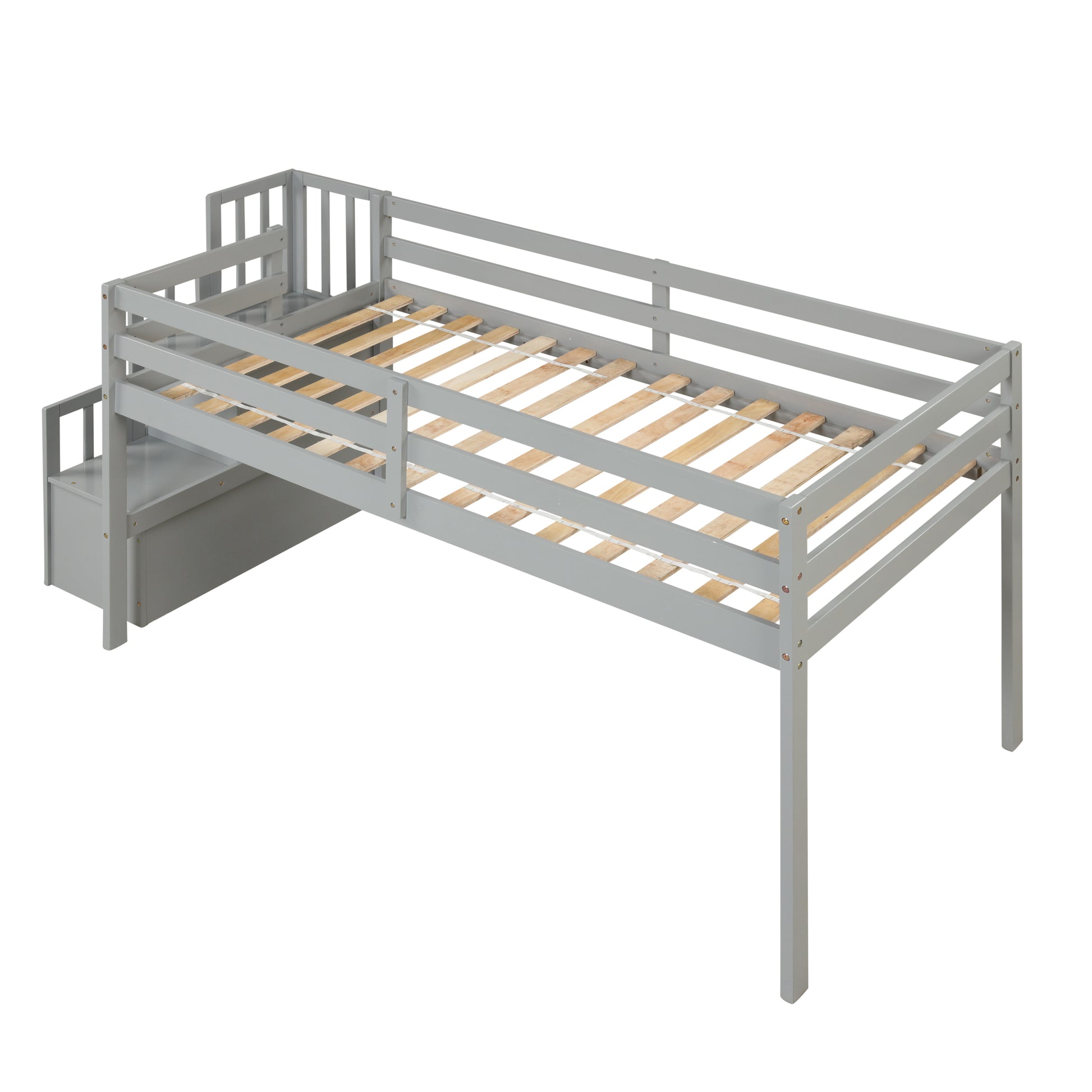 Loft Bed With Staircasegrey Grey Pine