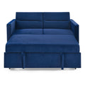 Loveseats Sofa Bed With Pull Out Bed,Adjsutable Back And Two Arm Pocket,Blue 54.5