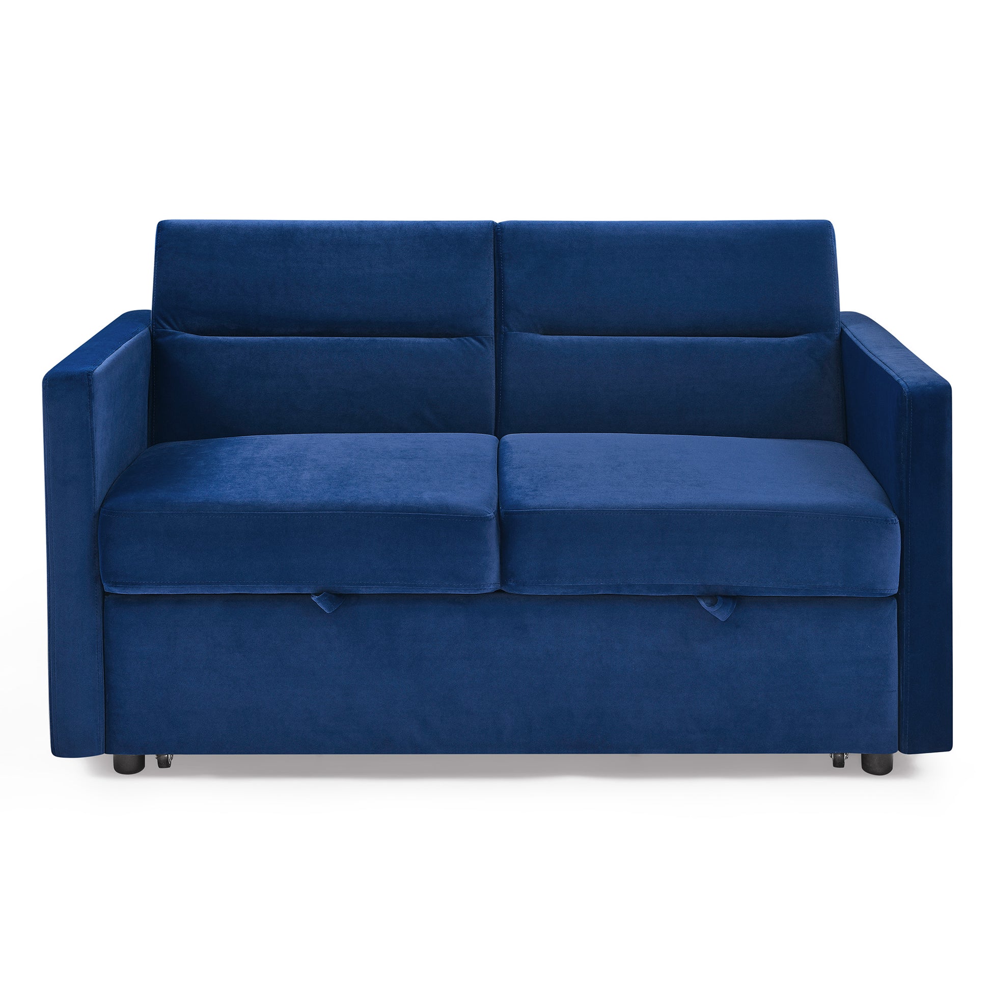 Loveseats Sofa Bed With Pull Out Bed,Adjsutable Back And Two Arm Pocket,Blue 54.5"X33"X31.5" Blue Velvet