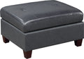 Contemporary Genuine Leather 1Pc Ottoman Black Color Tufted Seat Living Room Furniture Black Genuine Leather Primary Living Space Black Contemporary,Modern Rectangle Tufted Genuine Leather