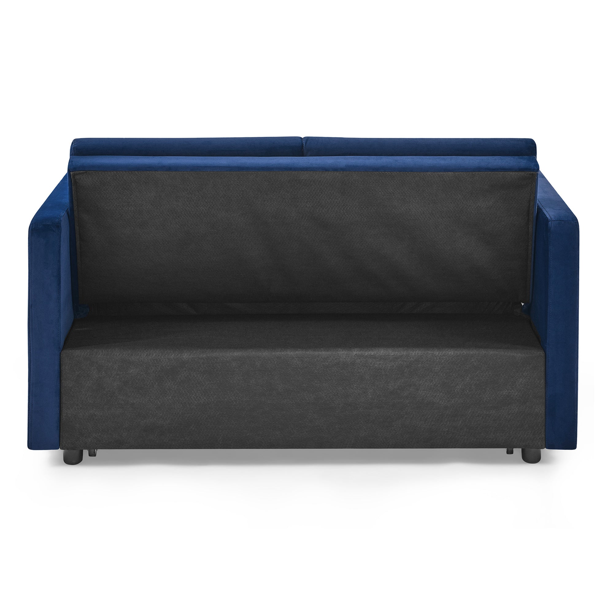 Loveseats Sofa Bed With Pull Out Bed,Adjsutable Back And Two Arm Pocket,Blue 54.5"X33"X31.5" Blue Velvet