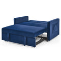 Loveseats Sofa Bed With Pull Out Bed,Adjsutable Back And Two Arm Pocket,Blue 54.5