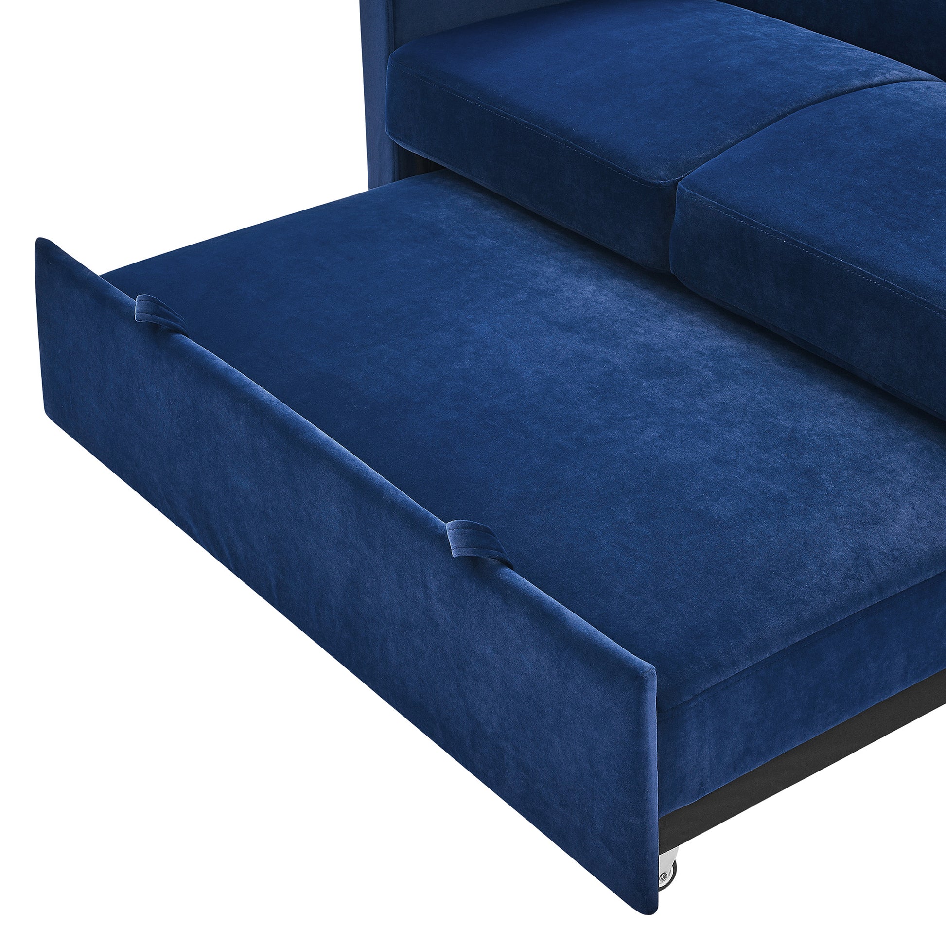 Loveseats Sofa Bed With Pull Out Bed,Adjsutable Back And Two Arm Pocket,Blue 54.5"X33"X31.5" Blue Velvet