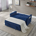 Loveseats Sofa Bed With Pull Out Bed,Adjsutable Back And Two Arm Pocket,Blue 54.5