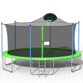 16FT Trampoline for Adults & Kids with Basketball green-metal