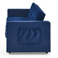 Loveseats Sofa Bed With Pull Out Bed,Adjsutable Back And Two Arm Pocket,Blue 54.5