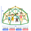 Kids Climbing Dome Tower 12 Ft Jungle Gym Geometric Playground Dome Climber Monkey Bars Play Center, Rust & Uv Resistant Steel Supporting 1000 Lbs Light Green Metal