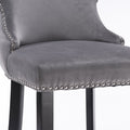 Contemporary Velvet Upholstered Wing Back Barstools With Button Tufted Decoration And Wooden Legs, And Chrome Trim, Leisure Style Bar Chairs,Bar Stools, Set Of 4 Gray , Sw1824Gy X 2 Cartons Gray Dining Room American Design Foam Velvet