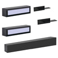 Wall Mount Floating Tv Stand With Four Media Storage Cabinets And Two Shelves, Modern High Gloss Entertainment Center For 95 Inch Tv, 16 Color Rgb Led Lights For Living Room, Bedroom, Black Black Particle Board